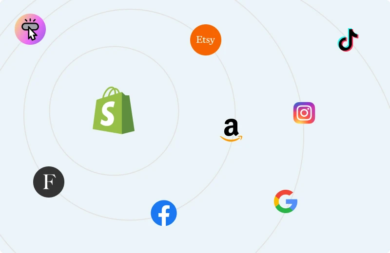 Icons of Shopify and other sales channels where Simple Bundles can sell bundles
